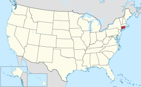 Karta SAD-a s istaknutom saveznom državom Connecticut
