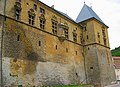 Château de Cons-la-Grandville communs, oratoire, terrasse, fossé, tour, galerie, salon, cheminée, cuisine, sous sol, salle à manger, élévation, toiture, décor intérieur, mur de soutènement