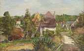 Un chemin à travers le village, ca. 1900