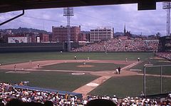 Crosley Field (pictured in 1969), the Reds' home stadium from 1912 to 1970 Crosley Field 1969.jpg