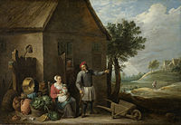 A Peasant with his Wife and Child in front of the Farmhouse label QS:Len,"A Peasant with his Wife and Child in front of the Farmhouse" label QS:Lpl,"Wieśniak z żoną i dzieckiem przed domem"