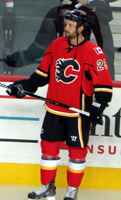 Engelland with the Flames in October 2014 Deryk Engelland 141002.png