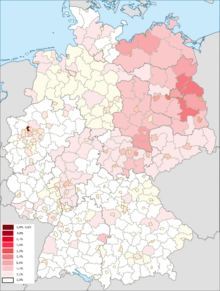 Ergebnis der DKP zur EU-Wahl 2014 nach Landkreisen (Quelle: Wikimedia)