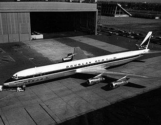 Announced in April 1965, the DC-8 Super 61 was stretched by 36.7 ft (11.2 m). Douglas DC-8-60 Prototype.jpg