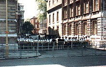 Downing Street in the late 1980s, before the gates were installed Downing street.jpg