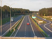 S5 near Bydgoszcz with 2x2 lanes: the most common highway type Droga ekspresowa S5S10 Stryszek-Biale Blota a.jpg