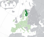 Mapa da Finlândia na Europa