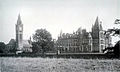 Entrance front, Eaton Hall in 1907, Cheshire (1869–83) demolished apart from the chapel and stable court