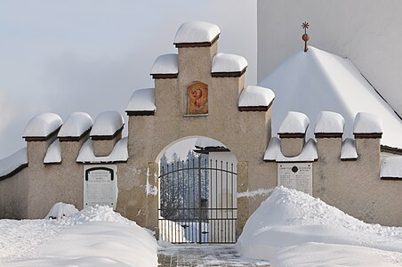 Portal to the parish church Saint Lambertus and the cemetery at Radsberg, Ebenthal, Carinthia, Austria