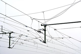<span class="mw-page-title-main">Overhead line</span> Cable that provides power to electric railways, trams, and trolleybuses