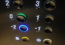Negative story numbers in an elevator. Elevator Negative Floor Numbers in Ireland (16785350923).jpg