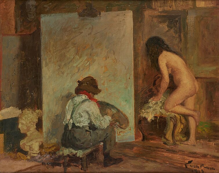 File:Emile Baes - The artist and his model in the studio.jpg