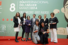 Guadalupe Sabio winning three Star of Madrid award Entrega de los premios Estrella de la Comunidad de Madrid en el Dia Internacional de la Mujer 04.jpg