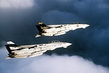 Sister squadrons VF-14 and VF-32 operating from USS John F. Kennedy F-14A Tomcats (VF-14 & VF-32) embarked on USS John F. Kennedy (CV-67).jpg