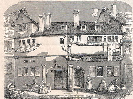 Fantasiezeichnung des Wohnhauses von Joseph Süß Oppenheimer, veröffentlicht 1868