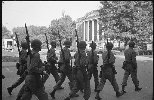 Federalized National Guard troops on the campus of the University of Alabama, June 11, 1963