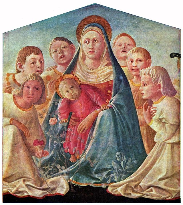 Icône Saint Triptyque De Mural Peinture Sur Bois 3 Anges Et Madonna Fine  '900