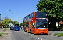 Alexander Dennis Enviro400 branded for the FrequentFourteens in Glenfield in June 2023 First Leicester bus service 14 (geograph 7520448) (cropped).jpg