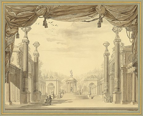 Set design for the 1776 première of the French version of Christoph Willibald Gluck's Alceste. (restored and nominated by Adam Cuerden)