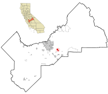 Fresno County California Incorporated ve Unincorporated alanlar Sanger Highlighted.svg