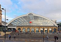 Liverpool Lime Street railway station is the main inter-city and long-distance station in Liverpool Frontage of Liverpool Lime Street railway station.jpg