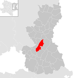 Poloha obce Gänserndorf  v okrese Gänserndorf (klikacia mapa)