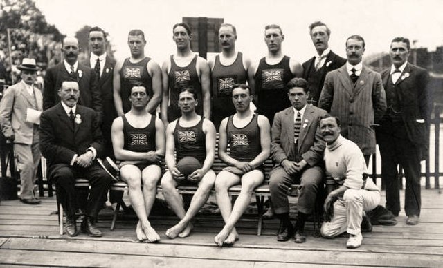 The winning British water polo team.