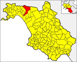 Giffoni Valle Piana sa loob ng Lalawigan ng Salerno at Campania