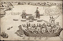 Murderers' Bay, drawing by Isaack Gilsemans, 1642 Gilsemans 1642.jpg