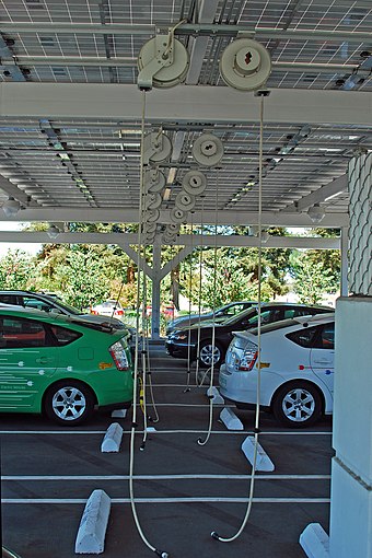 RechargeIT charging stations available in the garage designated for converted plug-in hybrids at Google's Mountain View campus.