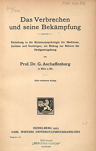 <i>Crime and its repression</i> 1903 book by Gustav Aschaffenburg