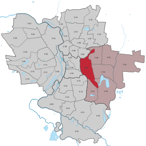 Lage des Stadtteils Freiimfelde/Kanenaer Weg in Halle (Saale) (anklickbare Karte)