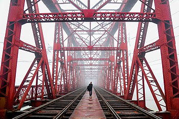 Hardinge Bridge is a steel railway bridge over the river Padma located in western Bangladesh. Photograph: Shahriar Amin Fahim Licensing: CC-BY-SA-4.0