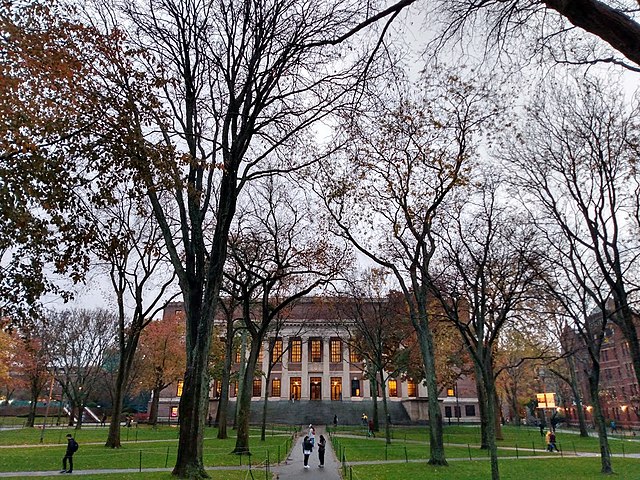 Harvard University, an Ivy League university in Cambridge, Massachusetts and the first university established in the United States