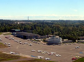 Airport field and terminal building