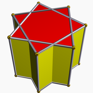 Heptagrammic prism (7/2) polyhedron with 9 faces