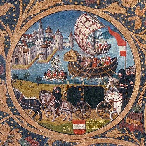 Frederick I in the German Crusade of 1197, Babenberger Stammbaum, Klosterneuburg Monastery, 1489–1492