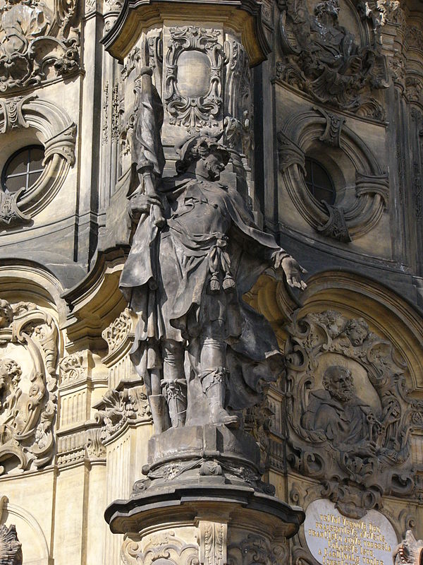 18th century Baroque sculpture of Saint Maurice on the Holy Trinity Column in Olomouc, which was a part of the Austrian Empire in that time, now the C