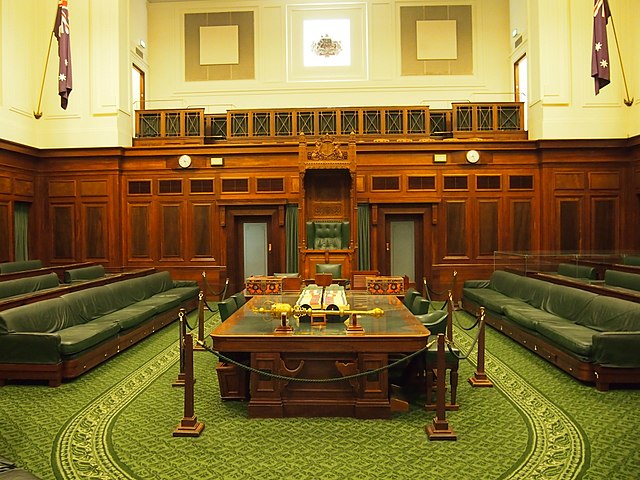 The House of Representatives chamber at Old Parliament House, Canberra, where the Parliament met between 1927 and 1988