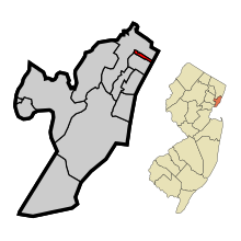 Hudson County New Jersey Eingemeindete und nicht eingetragene Gebiete Guttenberg Highlighted.svg