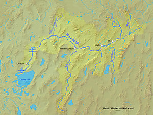 Kort over Humboldt Rivers afvandingsområde