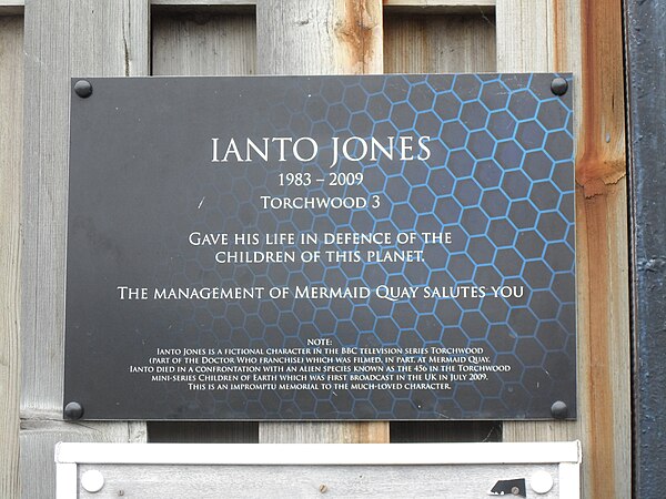 Ianto Jones plaque commemorating his life and death