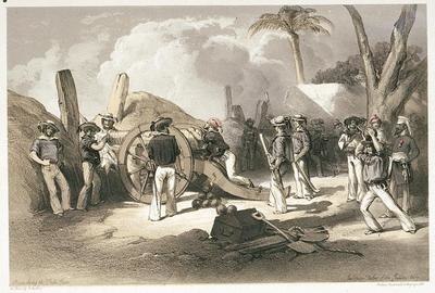 Sailors of the Indian Navy breaching the Delhi gates during the Indian Rebellion of 1857.