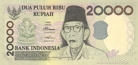 Ki Hajar Dewantara featured on the 20,000-rupiah banknote.