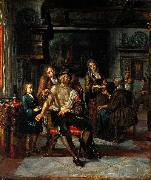 File:Interior of a surgery with a surgeon treating a wound in the Wellcome V0017588.jpg