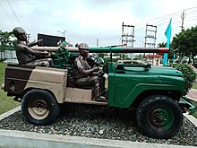 Depiction of a 105 mm Jonga-mounted RCL gun, manned by Abdul Hamid, which destroyed eight tanks during the Battle of Asal Uttar JVF-Mounted-M40-Anti-Tank-Gun.jpg