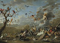 Allegory of Air label QS:Len,"Allegory of Air" , 1661 oil on canvas medium QS:P186,Q296955;P186,Q12321255,P518,Q861259 . 60 × 84 cm (23.6 × 33 in). Private collection institution QS:P195,Q768717 .