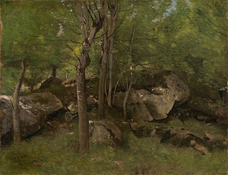 File:Jean-Baptiste-Camille Corot - Roches dans la forêt de Fontainebleau (1860-65).jpg