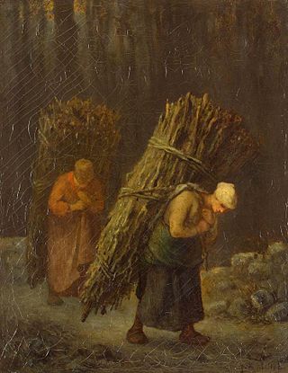 <i>Peasant Women with Brushwood</i> 19th-century painting by Jean-François Millet