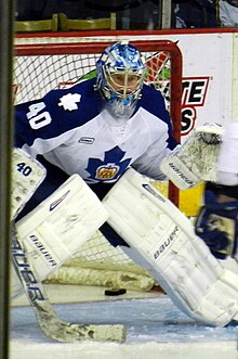 Fotografía de Jussi Rynnäs con los Toronto Marlies